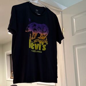 Levi's Black Tee with Purple and Yellow Graphic